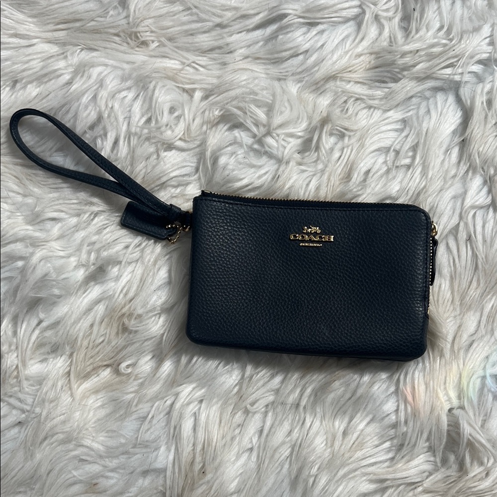 Coach Midnight Blue Leather Wristlet
